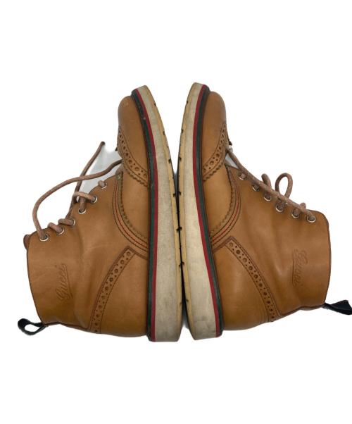 GUCCI（グッチ）GUCCI (グッチ) ウィングチップ レザーブーツ ブラウン サイズ:5の古着・服飾アイテム