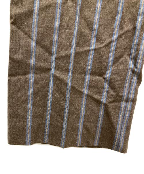 INCOTEX（インコテックス）INCOTEX (インコテックス) ストライプワイドパンツ ブラウン サイズ:38の古着・服飾アイテム