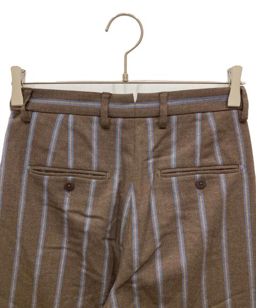 INCOTEX（インコテックス）INCOTEX (インコテックス) ストライプワイドパンツ ブラウン サイズ:38の古着・服飾アイテム