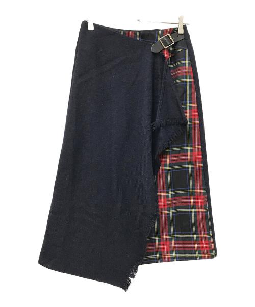 O'NEIL OF DUBLIN（オニールオブダブリン）O'NEIL OF DUBLIN (オニールオブダブリン) アシンメトリーラップスカート ネイビー サイズ:US:8の古着・服飾アイテム