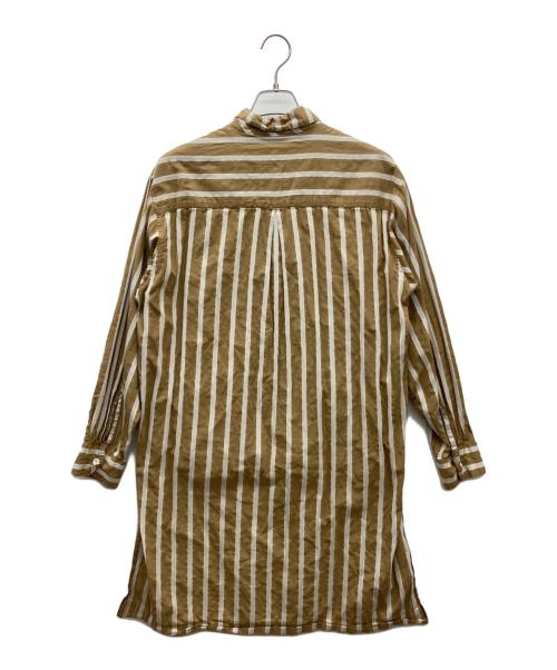 MARKAWARE（マーカウェア）MARKAWARE (マーカウェア) LONG SHIRTS COAT DOBBY STRIPE ブラウン サイズ:２の古着・服飾アイテム