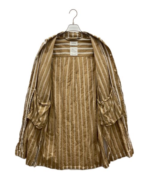 MARKAWARE（マーカウェア）MARKAWARE (マーカウェア) LONG SHIRTS COAT DOBBY STRIPE ブラウン サイズ:２の古着・服飾アイテム