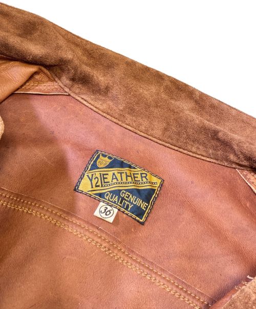 Y'2 leather（ワイツーレザー）Y'2 Leather (ワイツーレザー) 2ndタイプスウェードレザージャケット ブラウン サイズ:36の古着・服飾アイテム