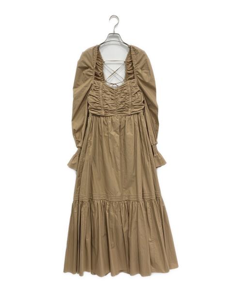 CASA FLINE（カーサフライン）CASA FLINE (カーサフライン) シャーリングワンピース ベージュ サイズ:不明の古着・服飾アイテム