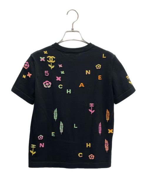 CHANEL（シャネル）CHANEL (シャネル) Multi-Logo Knit T-Shirt ブラック サイズ:36の古着・服飾アイテム