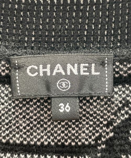 CHANEL（シャネル）CHANEL (シャネル) ボーダークルーネックニット ブラック サイズ:36の古着・服飾アイテム