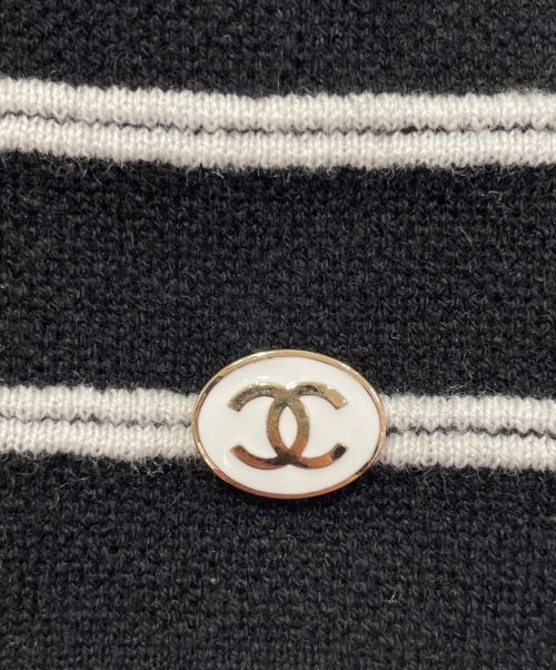 CHANEL（シャネル）CHANEL (シャネル) ボーダークルーネックニット ブラック サイズ:36の古着・服飾アイテム