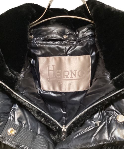 HERNO（ヘルノ）HERNO (ヘルノ) Down Coat with Eco Fur（エコファー付ダウンコート） ブラック サイズ:40の古着・服飾アイテム