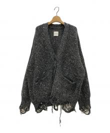 NOUNLESS（ナウンレス）の古着「SHINY GRUNGE KNIT CARDIGAN」｜グレー