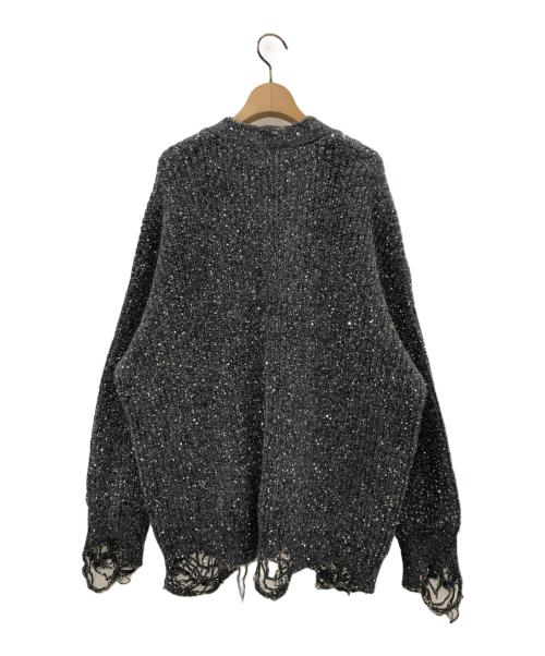 NOUNLESS（ナウンレス）NOUNLESS (ナウンレス) SHINY GRUNGE KNIT CARDIGAN グレー サイズ:2の古着・服飾アイテム