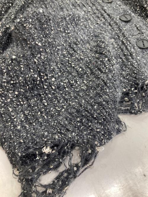 NOUNLESS（ナウンレス）NOUNLESS (ナウンレス) SHINY GRUNGE KNIT CARDIGAN グレー サイズ:2の古着・服飾アイテム