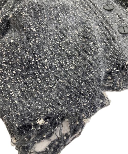 NOUNLESS（ナウンレス）NOUNLESS (ナウンレス) SHINY GRUNGE KNIT CARDIGAN グレー サイズ:2の古着・服飾アイテム