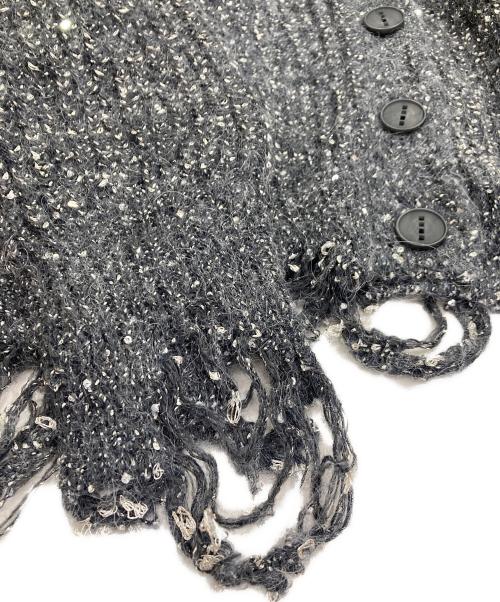 NOUNLESS（ナウンレス）NOUNLESS (ナウンレス) SHINY GRUNGE KNIT CARDIGAN グレー サイズ:2の古着・服飾アイテム