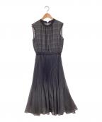 ANAYIアナイ）の古着「チェックオーガン重ねプリーツワンピース」｜ブラック