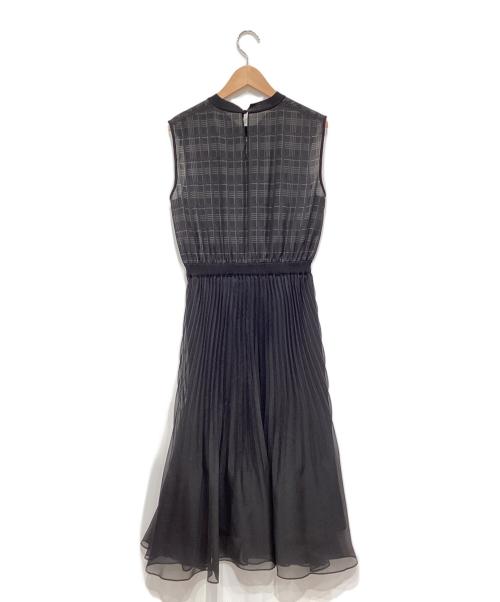 ANAYI（アナイ）ANAYI (アナイ) チェックオーガン重ねプリーツワンピース ブラック サイズ:SIZE36の古着・服飾アイテム