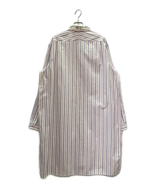 GUCCI（グッチ）GUCCI (グッチ) 22SS ビジューカラー ストライプ シャツワンピース ピンク×ブルー サイズ:38の古着・服飾アイテム