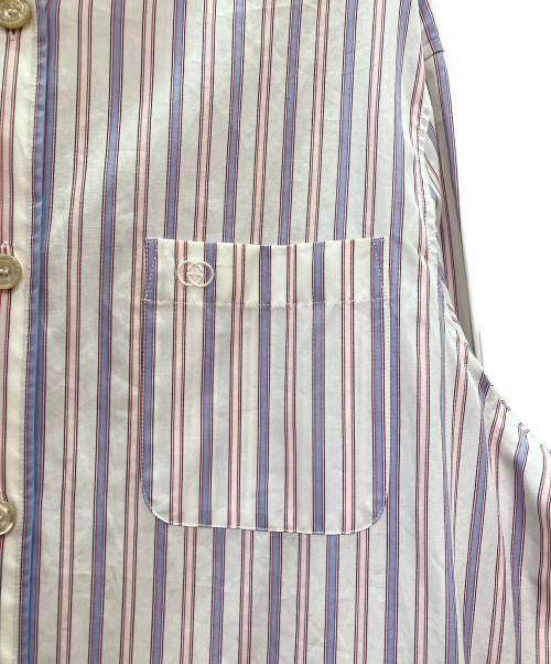 GUCCI（グッチ）GUCCI (グッチ) 22SS ビジューカラー ストライプ シャツワンピース ピンク×ブルー サイズ:38の古着・服飾アイテム