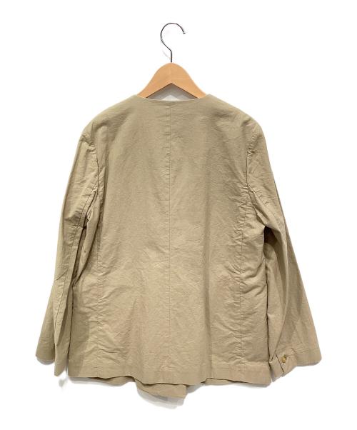 HUMAN WOMAN（ヒューマンウーマン）HUMAN WOMAN (ヒューマンウーマン) ノーカラーダブルジャケット ベージュ サイズ:Mの古着・服飾アイテム