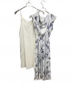 FRAY IDフレイ アイディー）の古着「ウエストシャーリングフラワープリントワンピース」｜ホワイト