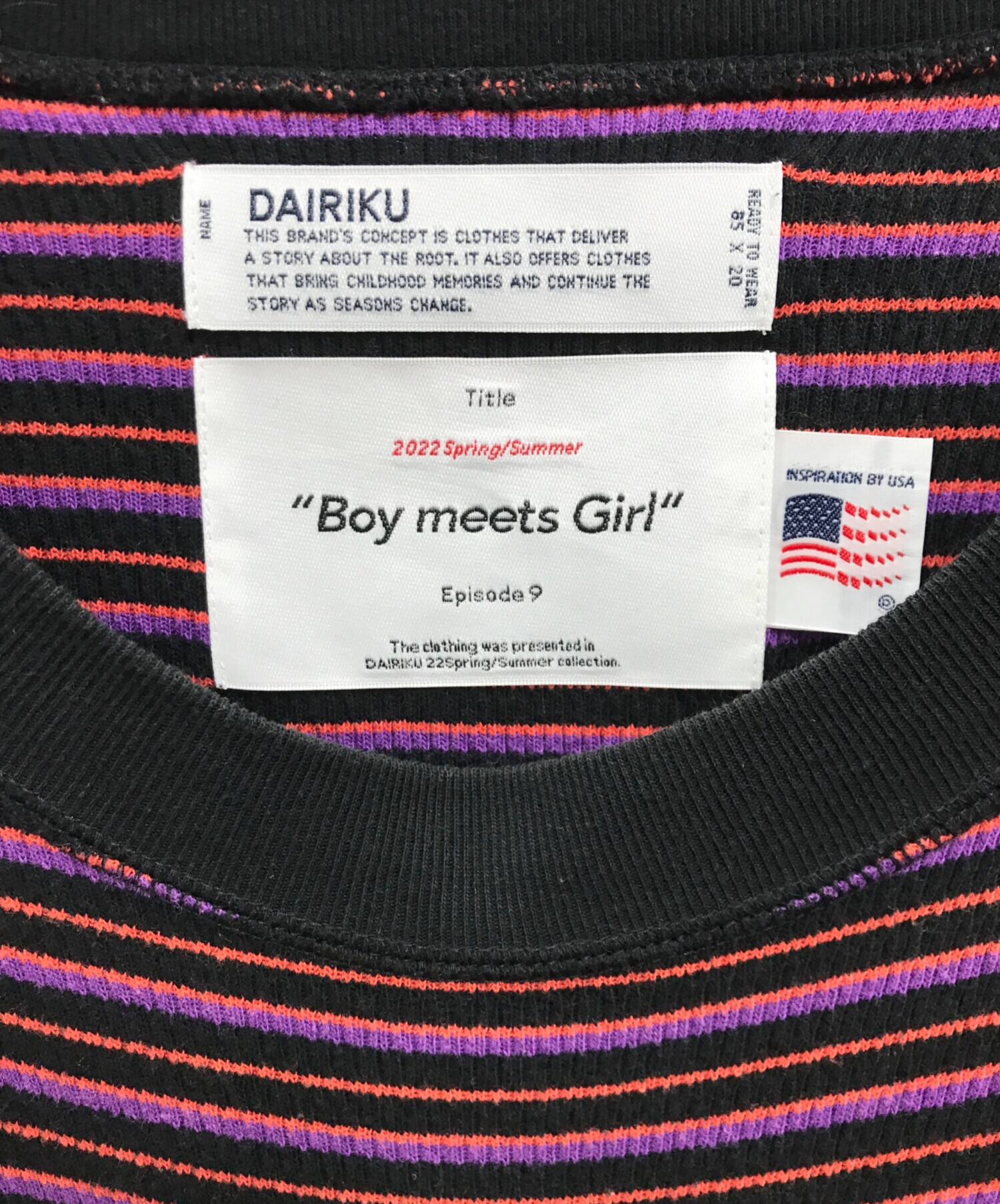 DAIRIKU (ダイリク) Couple Border Embroidery Tee（Boy Friend