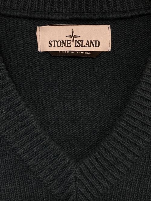 STONE ISLAND（ストーンアイランド）STONE ISLAND (ストーンアイランド) ミドルゲージウールナイロンVネックニット グリーン サイズ:XLの古着・服飾アイテム