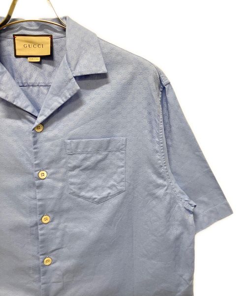 GUCCI（グッチ）GUCCI (グッチ) ミニ GG オックスフォードコットン シャツ ブルー サイズ:48の古着・服飾アイテム