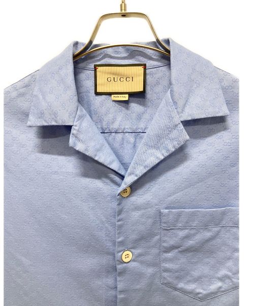 GUCCI（グッチ）GUCCI (グッチ) ミニ GG オックスフォードコットン シャツ ブルー サイズ:48の古着・服飾アイテム