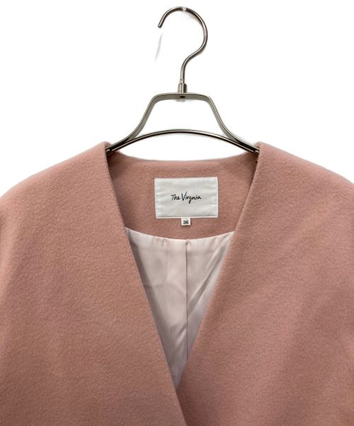 The Virgnia（ザ ヴァージニア）The Virgnia (ザ ヴァージニア) ラムメルトンノーカラーコート ピンク サイズ:SIZE36の古着・服飾アイテム