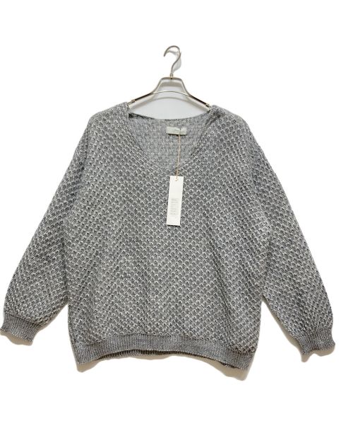 amachi.（アマチ）amachi. (アマチ) AY12-29 Loose Neck Paesina Knit Blue Grey サイズ:5の古着・服飾アイテム