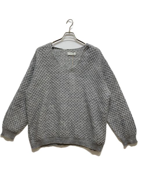 amachi.（アマチ）amachi. (アマチ) AY12-29 Loose Neck Paesina Knit Blue Grey サイズ:5の古着・服飾アイテム