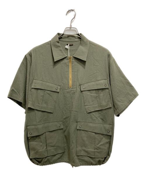 REDDISH BROWN（レディッシュ ブラウン）REDDISH BROWN (レディッシュ ブラウン) HALF ZIP FATIGUE SS SHIRT KHAKI サイズ:40 未使用品の古着・服飾アイテム