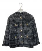 Mila Owenミラオーウェン）の古着「ポケットデザインロングツイードジャケット」｜ブラック