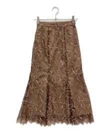 stola.（ストラ）の古着「フラワー刺繍マーメイドスカート」｜ブラウン