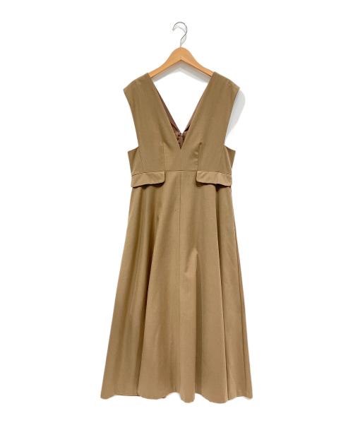 stola.（ストラ）stola. (ストラ) VネックAラインジャンドレ ブラウン サイズ:38の古着・服飾アイテム
