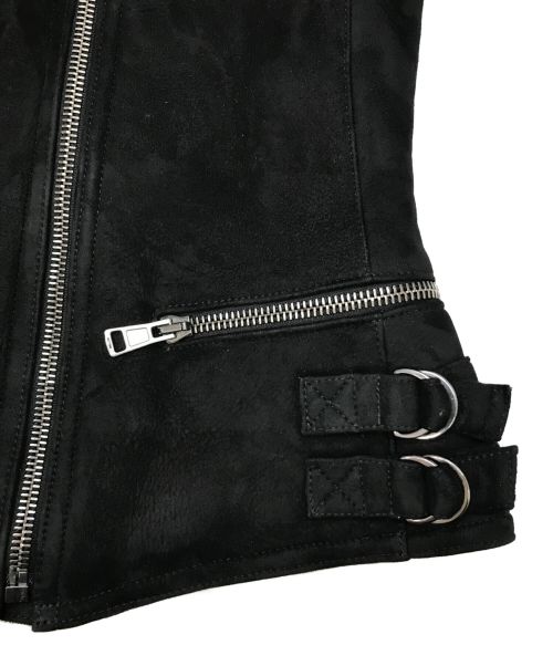 lucien pellat-finet（ルシアン・ペラフィネ）lucien pellat-finet (ルシアン・ペラフィネ) ムートン レザー バックスカル セミダブル ライダース ジャケット ブラック サイズ:XSの古着・服飾アイテム