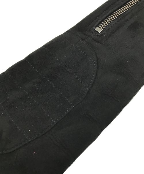 lucien pellat-finet（ルシアン・ペラフィネ）lucien pellat-finet (ルシアン・ペラフィネ) ムートン レザー バックスカル セミダブル ライダース ジャケット ブラック サイズ:XSの古着・服飾アイテム