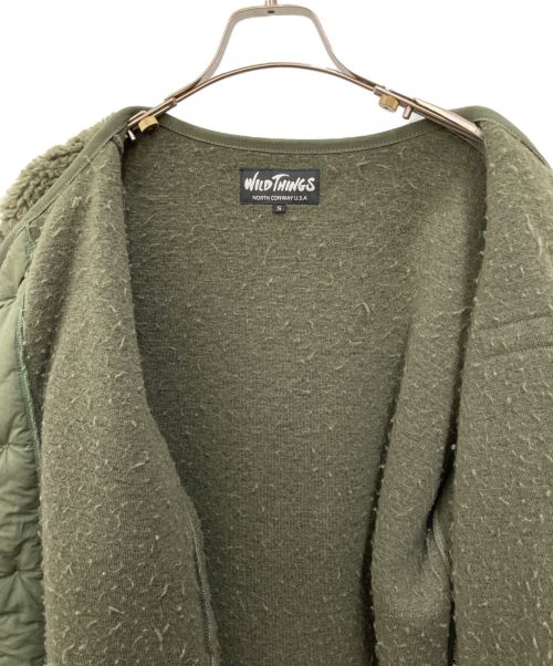 WILD THINGS（ワイルドシングス）WILD THINGS (ワイルドシングス) ボアノーカラーコート オリーブ サイズ:Sの古着・服飾アイテム