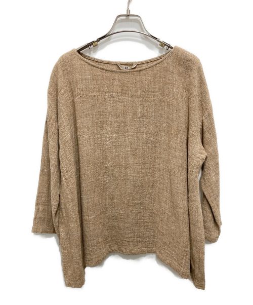 45R（フォーティファイブ・アール）45R (フォーティーファイブアール) シルクリネンブラウス ブラウンの古着・服飾アイテム