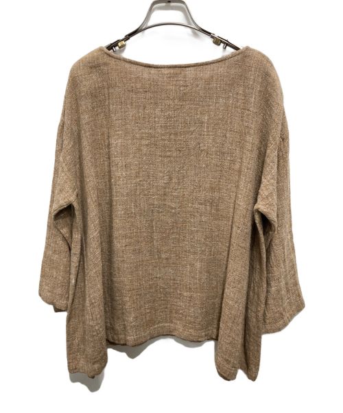 45R（フォーティファイブ・アール）45R (フォーティーファイブアール) シルクリネンブラウス ブラウンの古着・服飾アイテム