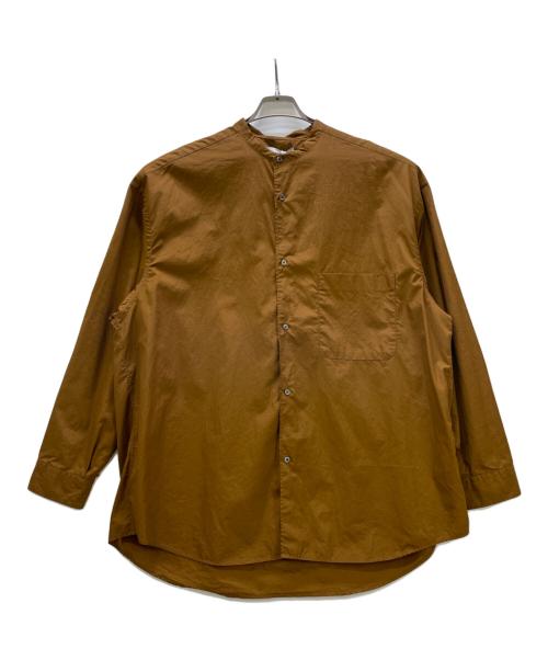 Graphpaper（グラフペーパー）Graphpaper (グラフペーパー) Broad Oversized L/S Band Collar Shirt ブラウン サイズ:Free 未使用品の古着・服飾アイテム
