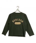 45Rフォーティファイブ・アール）の古着「でこぼこ天竺の908水平線Tシャツ」｜グリーン