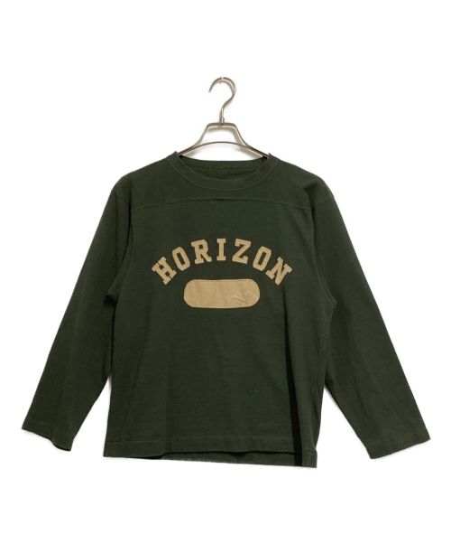 45R（フォーティファイブ・アール）45R (フォーティーファイブアール) でこぼこ天竺の908水平線Tシャツ グリーン サイズ:1の古着・服飾アイテム