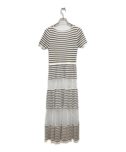 Diagram（ダイアグラム）Diagram (ダイアグラム) ニットワンピース ホワイト×ブラウン サイズ:36の古着・服飾アイテム