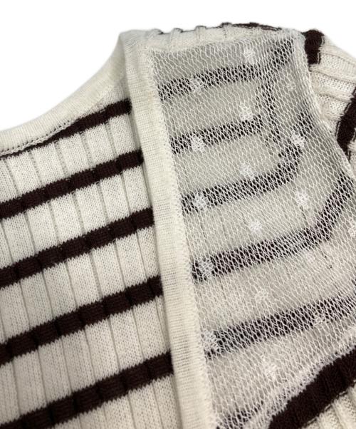 Diagram（ダイアグラム）Diagram (ダイアグラム) ニットワンピース ホワイト×ブラウン サイズ:36の古着・服飾アイテム