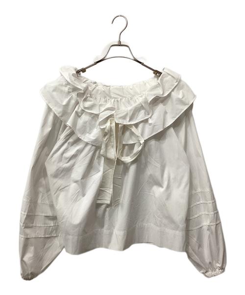 FRAY ID（フレイ アイディー）FRAY ID (フレイ アイディー) ラッフルカラーパフブラウス ホワイト サイズ:ONEの古着・服飾アイテム