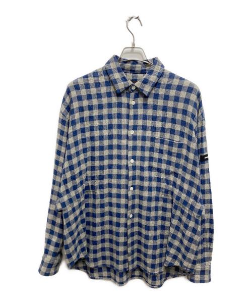 SYU.HOMME/FEMM（シュウオムフェム）SYU.HOMME/FEMM (シュウオムフェム) アジャストメントパジャマシャツ ブルー×グレー サイズ:1の古着・服飾アイテム