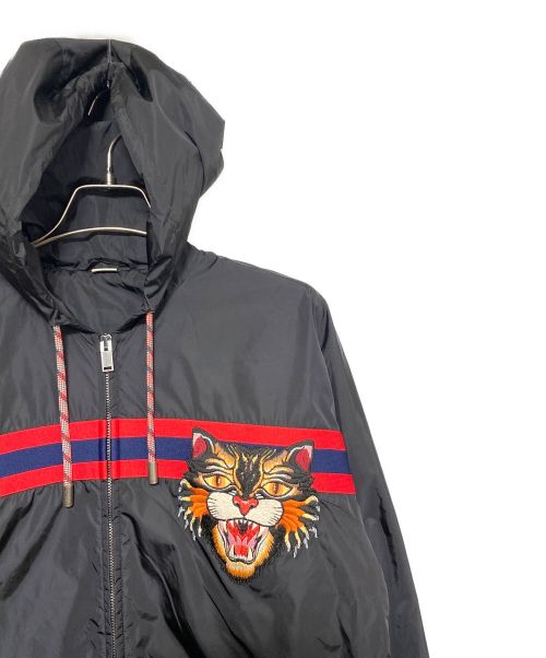 GUCCI（グッチ）GUCCI (グッチ) アングリーキャットフーデッドジャケット ブラック サイズ:46の古着・服飾アイテム