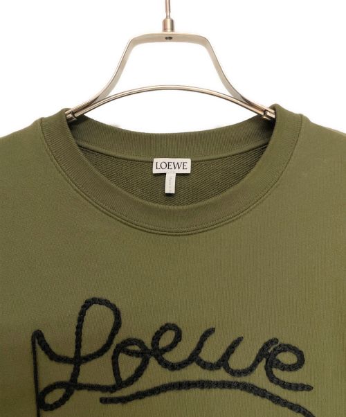 LOEWE（ロエベ）LOEWE (ロエベ) エンブロイダリーロゴクルーネックスウェット カーキ サイズ:Sの古着・服飾アイテム