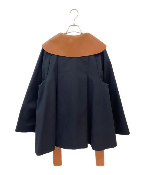 LOEWE（ロエベ）LOEWE (ロエベ) レザーカラーAラインジャケット ネイビー サイズ:36の古着・服飾アイテム