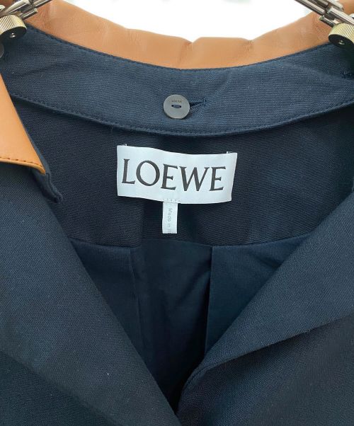 LOEWE（ロエベ）LOEWE (ロエベ) レザーカラーAラインジャケット ネイビー サイズ:36の古着・服飾アイテム